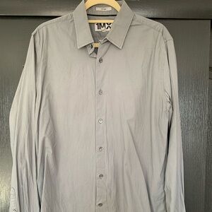Express 1MX Limited Edition Shirt Mens Large Gray Fitted Button Up Dress Shirt